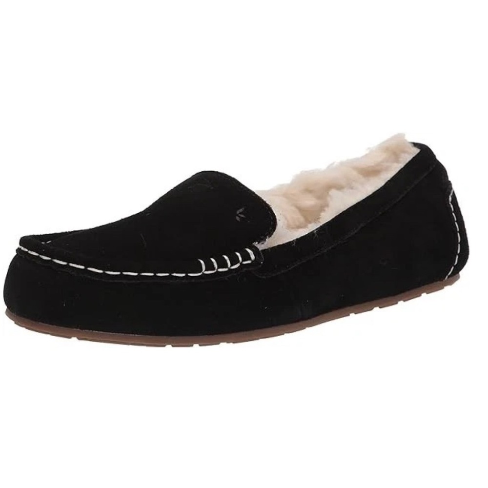 Koolaburra by UGG Black Suede Faux Fur Moccasin Lezly Slippers Women's Size 8